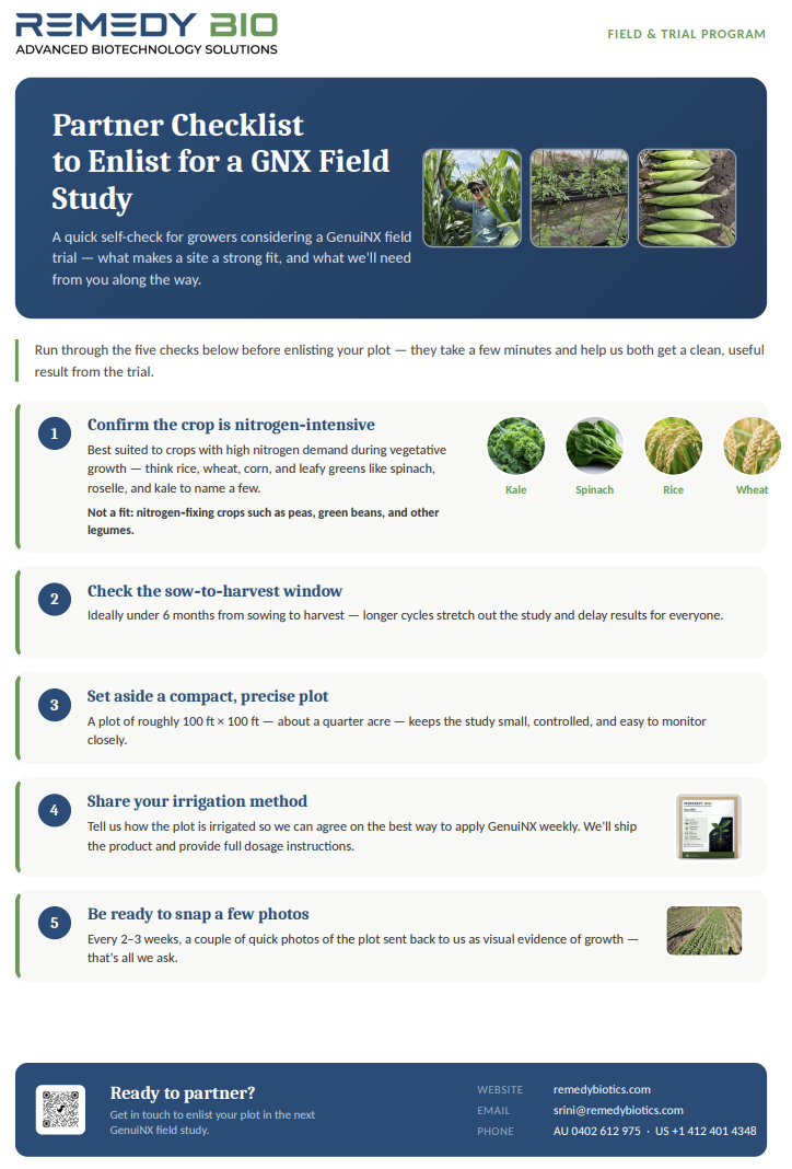 Partner checklist for a GenuiNX field trial